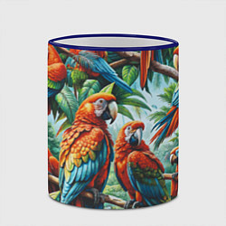 Кружка 3D Попугаи Ара - тропики джунгли, цвет: 3D-синий кант — фото 2