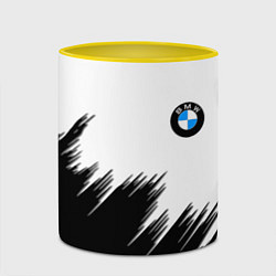 Кружка 3D BMW чёрные штрихи текстура, цвет: 3D-белый + желтый — фото 2