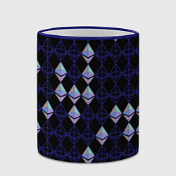 Кружка 3D Криптовалюта Ethereum на черном, цвет: 3D-синий кант — фото 2