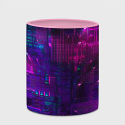 Кружка 3D Неоновые огни квадратов, цвет: 3D-белый + розовый — фото 2