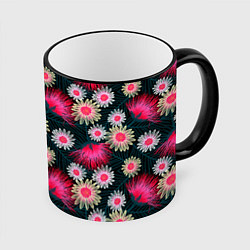 Кружка 3D Floral pattern, цвет: 3D-черный кант