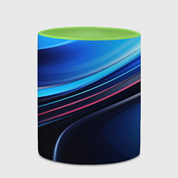 Кружка 3D Синяя и черная абстракция геометрическая, цвет: 3D-белый + светло-зеленый — фото 2