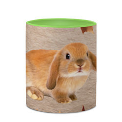 Кружка 3D Рыжий кролик, цвет: 3D-белый + светло-зеленый — фото 2
