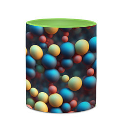 Кружка 3D Разноцветные шарики молекул, цвет: 3D-белый + светло-зеленый — фото 2