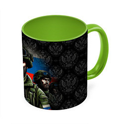 Кружка 3D Русский солдат, цвет: 3D-белый + светло-зеленый