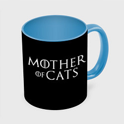 Кружка 3D Мама котов - герб, цвет: 3D-белый + небесно-голубой