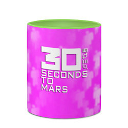 Кружка 3D 30 seconds to mars pink, цвет: 3D-белый + светло-зеленый — фото 2