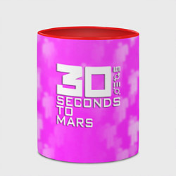 Кружка 3D 30 seconds to mars pink, цвет: 3D-белый + красный — фото 2