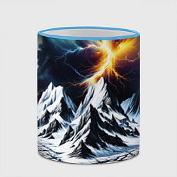 Кружка 3D Молнии и горы, цвет: 3D-небесно-голубой кант — фото 2