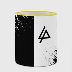 Кружка 3D Linkin park краски чёрнобелый, цвет: 3D-желтый кант — фото 2