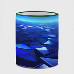 Кружка 3D Синие объемные блестящие плиты, цвет: 3D-зеленый кант — фото 2