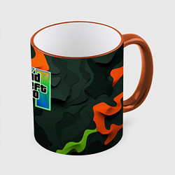 Кружка 3D Gta лого зелено-оранжевый камуфляж, цвет: 3D-оранжевый кант