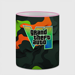 Кружка 3D Gta лого зелено-оранжевый камуфляж, цвет: 3D-розовый кант — фото 2