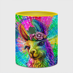 Кружка 3D Цветная лама, цвет: 3D-белый + желтый — фото 2