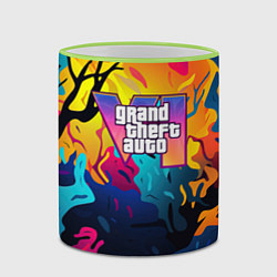 Кружка 3D GTA 6 logo яркий неоновый камуфляжный стиль, цвет: 3D-светло-зеленый кант — фото 2