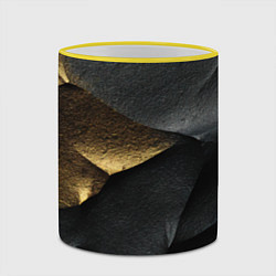 Кружка 3D Черная текстура с золотистым напылением, цвет: 3D-желтый кант — фото 2