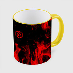 Кружка 3D Linkin Park красный огонь лого, цвет: 3D-желтый кант