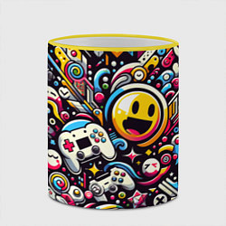 Кружка 3D Паттерн с играми, цвет: 3D-желтый кант — фото 2