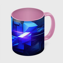 Кружка 3D Black blue background abstract, цвет: 3D-белый + розовый