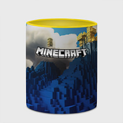 Кружка 3D Minecraft лого и горы, цвет: 3D-белый + желтый — фото 2