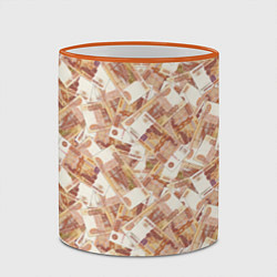 Кружка 3D Деньги - купюры в 5 тысяч рублей, цвет: 3D-оранжевый кант — фото 2
