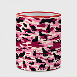 Кружка 3D Камуфляжные розовые котики, цвет: 3D-красный кант — фото 2