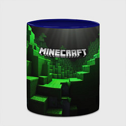 Кружка 3D Minecraft logo зеленые яркие плитки, цвет: 3D-белый + синий — фото 2