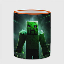 Кружка 3D Minecraft зеленый злой персонаж, цвет: 3D-оранжевый кант — фото 2