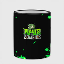 Кружка 3D Plants vs Zombies зелёная текстура, цвет: 3D-черный кант — фото 2