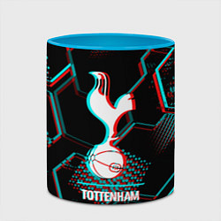 Кружка 3D Tottenham FC в стиле glitch на темном фоне, цвет: 3D-белый + небесно-голубой — фото 2