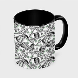 Кружка 3D Доллары - денежные знаки, цвет: 3D-белый + черный