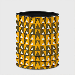 Кружка 3D Узор из треугольников жёлтый, цвет: 3D-белый + черный — фото 2