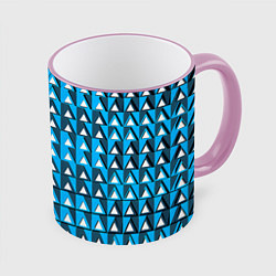 Кружка 3D Узор из треугольников синий, цвет: 3D-розовый кант