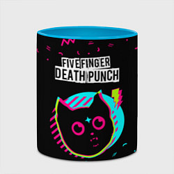 Кружка 3D Five Finger Death Punch - rock star cat, цвет: 3D-белый + небесно-голубой — фото 2