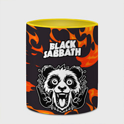 Кружка 3D Black Sabbath рок панда и огонь, цвет: 3D-белый + желтый — фото 2