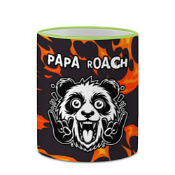 Кружка 3D Papa Roach рок панда и огонь, цвет: 3D-светло-зеленый кант — фото 2