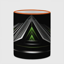 Кружка 3D Black green abstract nvidia style, цвет: 3D-оранжевый кант — фото 2