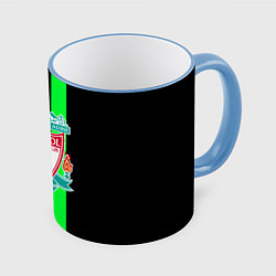 Кружка 3D Liverpool line green, цвет: 3D-небесно-голубой кант