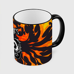Кружка 3D In Flames рок панда и огонь, цвет: 3D-черный кант