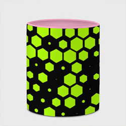 Кружка 3D Зеленые соты киберпанк, цвет: 3D-белый + розовый — фото 2