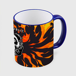 Кружка 3D OneRepublic рок панда и огонь, цвет: 3D-синий кант