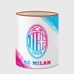 Кружка 3D AC Milan neon gradient style, цвет: 3D-оранжевый кант — фото 2