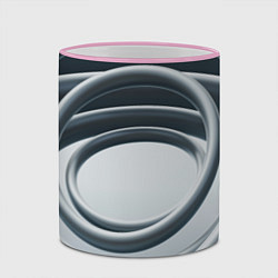 Кружка 3D Серые кольца, цвет: 3D-розовый кант — фото 2