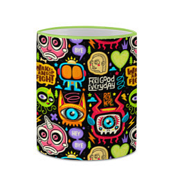 Кружка 3D Feel good every day motivation monsters pattern, цвет: 3D-светло-зеленый кант — фото 2