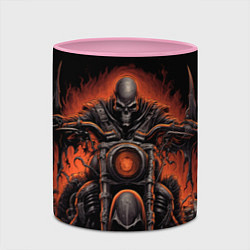 Кружка 3D Скелет из ада едет на старом мотоцикле, цвет: 3D-белый + розовый — фото 2