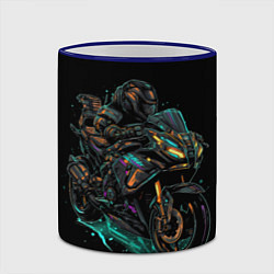 Кружка 3D Темный мотоцикл на черном фоне, цвет: 3D-синий кант — фото 2