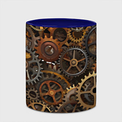 Кружка 3D Стимпанк ржавые шестеренки текстура, цвет: 3D-белый + синий — фото 2