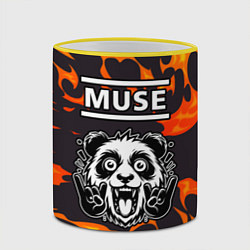 Кружка 3D Muse рок панда и огонь, цвет: 3D-желтый кант — фото 2