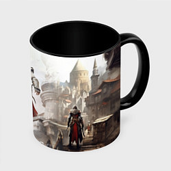 Кружка 3D Assassins creed town, цвет: 3D-белый + черный