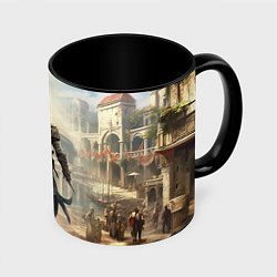Кружка 3D Assassins creed большой город, цвет: 3D-белый + черный